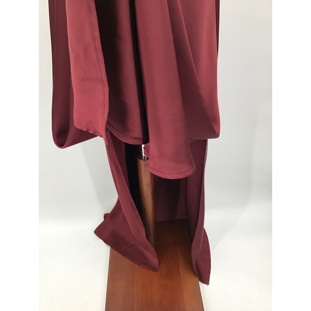 LULU'S sz S Classic Elegance Wine Satin Sleeveless Mock Neck Maxi Dress NEW B56 - Picture 4 of 7